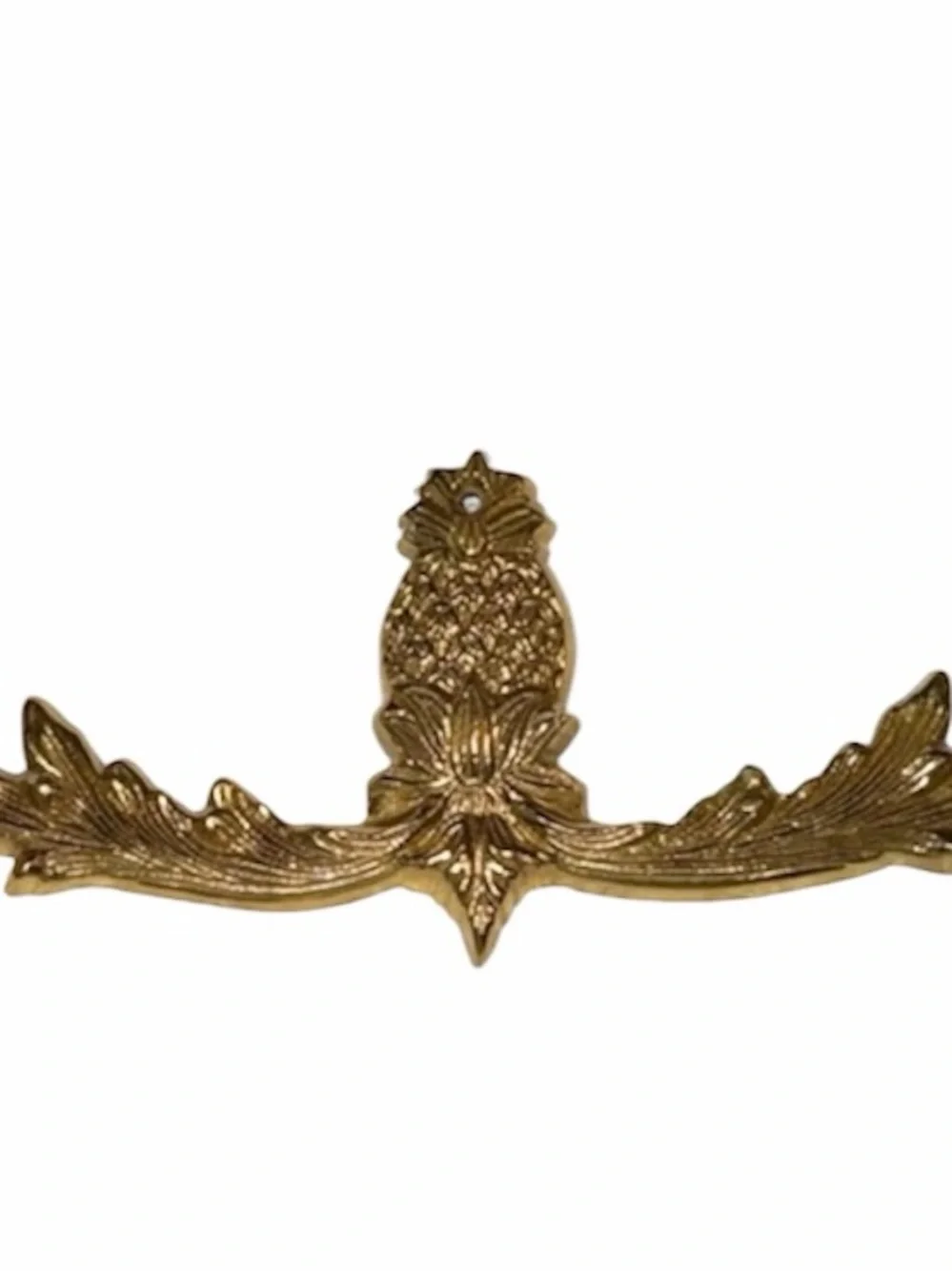 Antique Solid Brass Scrolled Pineapple Wall Pediment